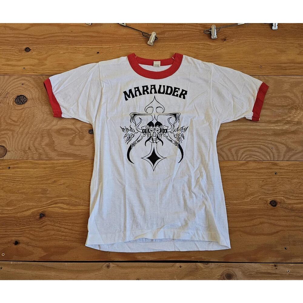 Marauder Take No Prisoners 1985 Tour Ringer T-Shirt White Sz M